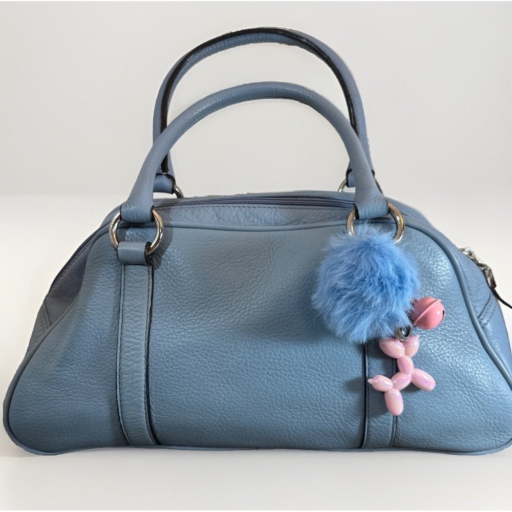 Talbots Blue leather satchel handbag Purse Tote Bag